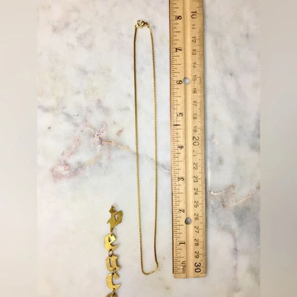 Gold Peace Necklace, handcrafted peace gold tone pendant w/24k gold plated chain - Picture 11 of 15